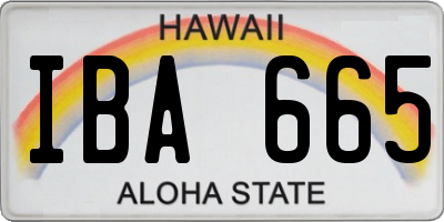 HI license plate IBA665