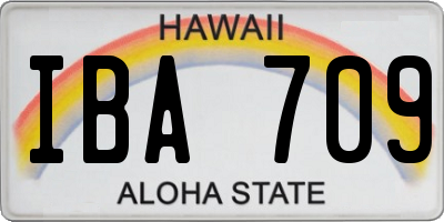 HI license plate IBA709