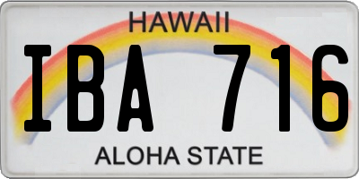 HI license plate IBA716