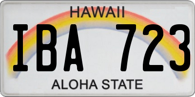 HI license plate IBA723
