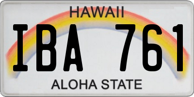 HI license plate IBA761