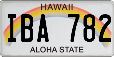 HI license plate IBA782