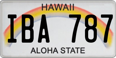 HI license plate IBA787
