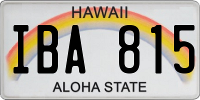 HI license plate IBA815