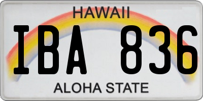 HI license plate IBA836