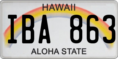 HI license plate IBA863