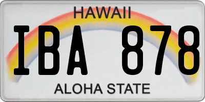 HI license plate IBA878