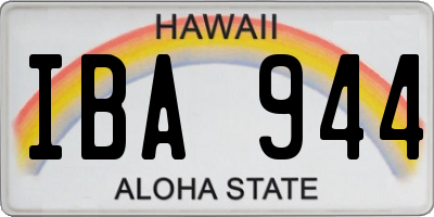 HI license plate IBA944