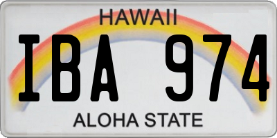 HI license plate IBA974
