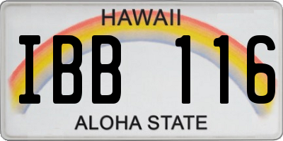 HI license plate IBB116