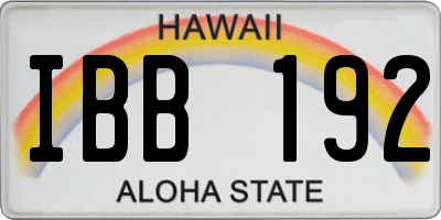 HI license plate IBB192