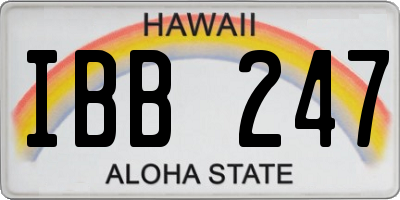 HI license plate IBB247