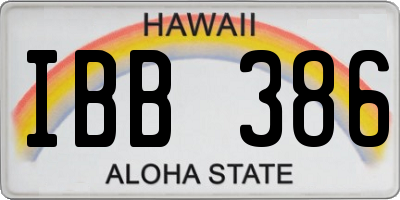 HI license plate IBB386