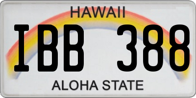 HI license plate IBB388
