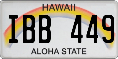 HI license plate IBB449
