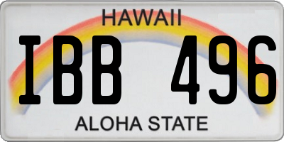 HI license plate IBB496