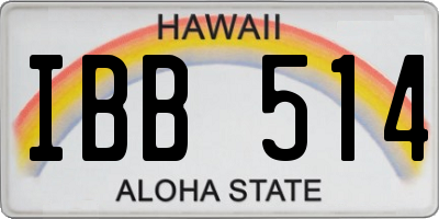 HI license plate IBB514