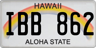 HI license plate IBB862