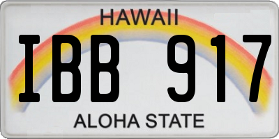 HI license plate IBB917