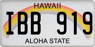 HI license plate IBB919