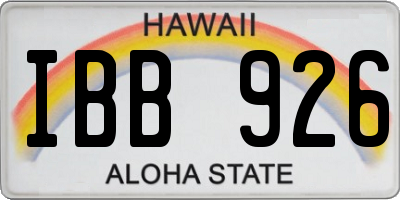 HI license plate IBB926