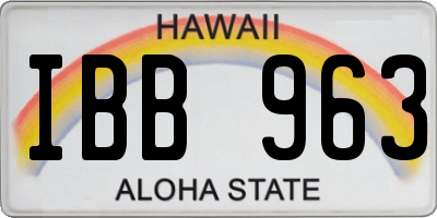 HI license plate IBB963