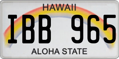 HI license plate IBB965