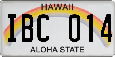 HI license plate IBC014