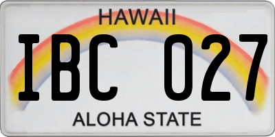 HI license plate IBC027