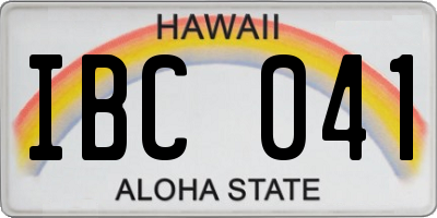 HI license plate IBC041