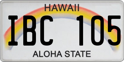 HI license plate IBC105