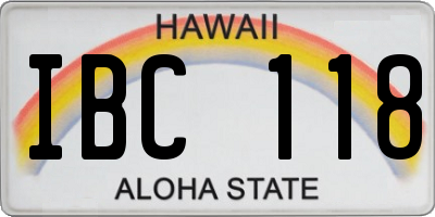 HI license plate IBC118