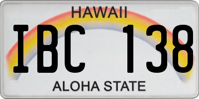 HI license plate IBC138