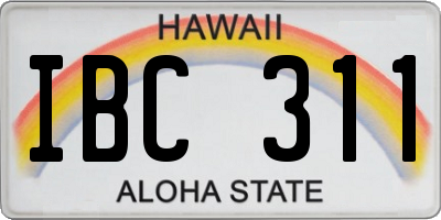 HI license plate IBC311