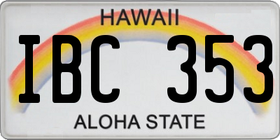 HI license plate IBC353