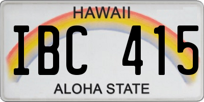 HI license plate IBC415