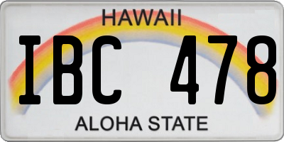 HI license plate IBC478