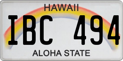 HI license plate IBC494
