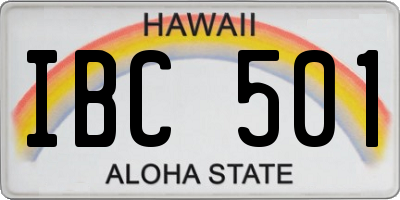 HI license plate IBC501