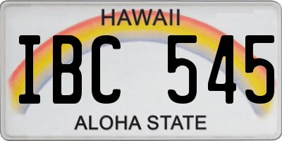 HI license plate IBC545