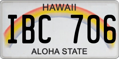 HI license plate IBC706