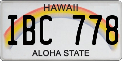 HI license plate IBC778