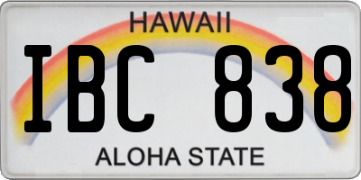 HI license plate IBC838