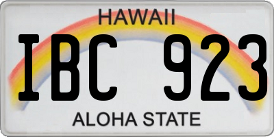 HI license plate IBC923
