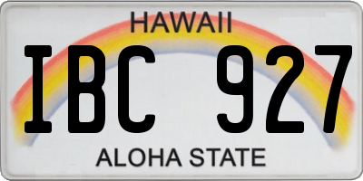 HI license plate IBC927