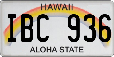 HI license plate IBC936
