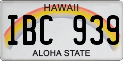 HI license plate IBC939