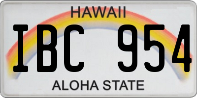 HI license plate IBC954