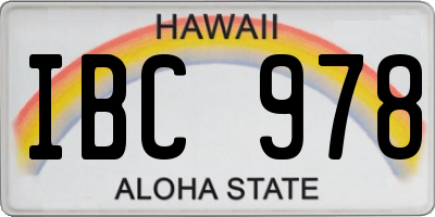 HI license plate IBC978