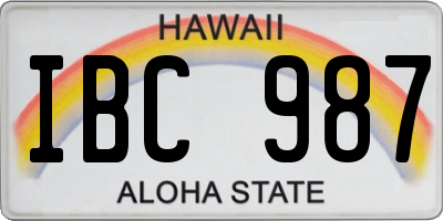 HI license plate IBC987